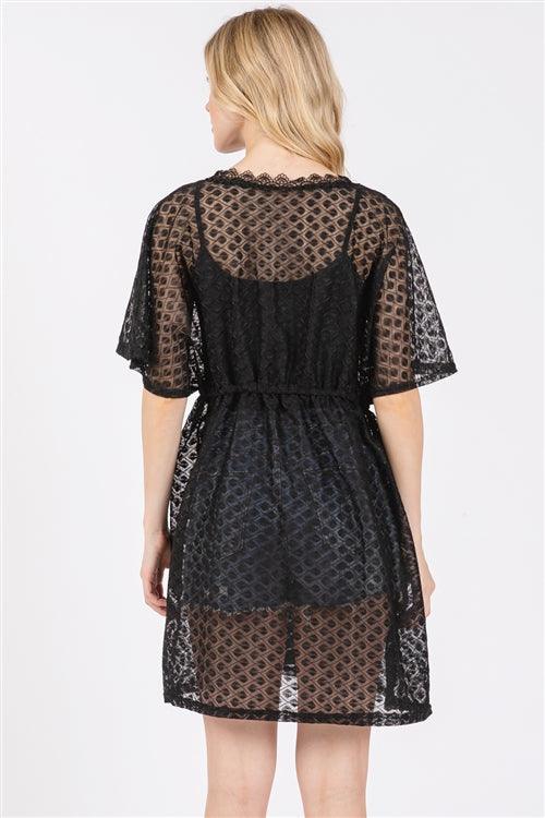 V-Neck Detailed Crochet Lace Cover-Up