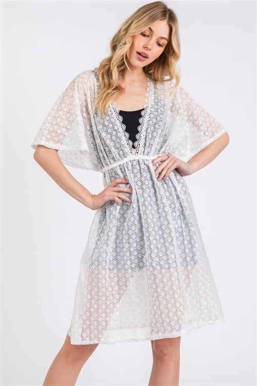 V-Neck Detailed Crochet Lace Cover-Up