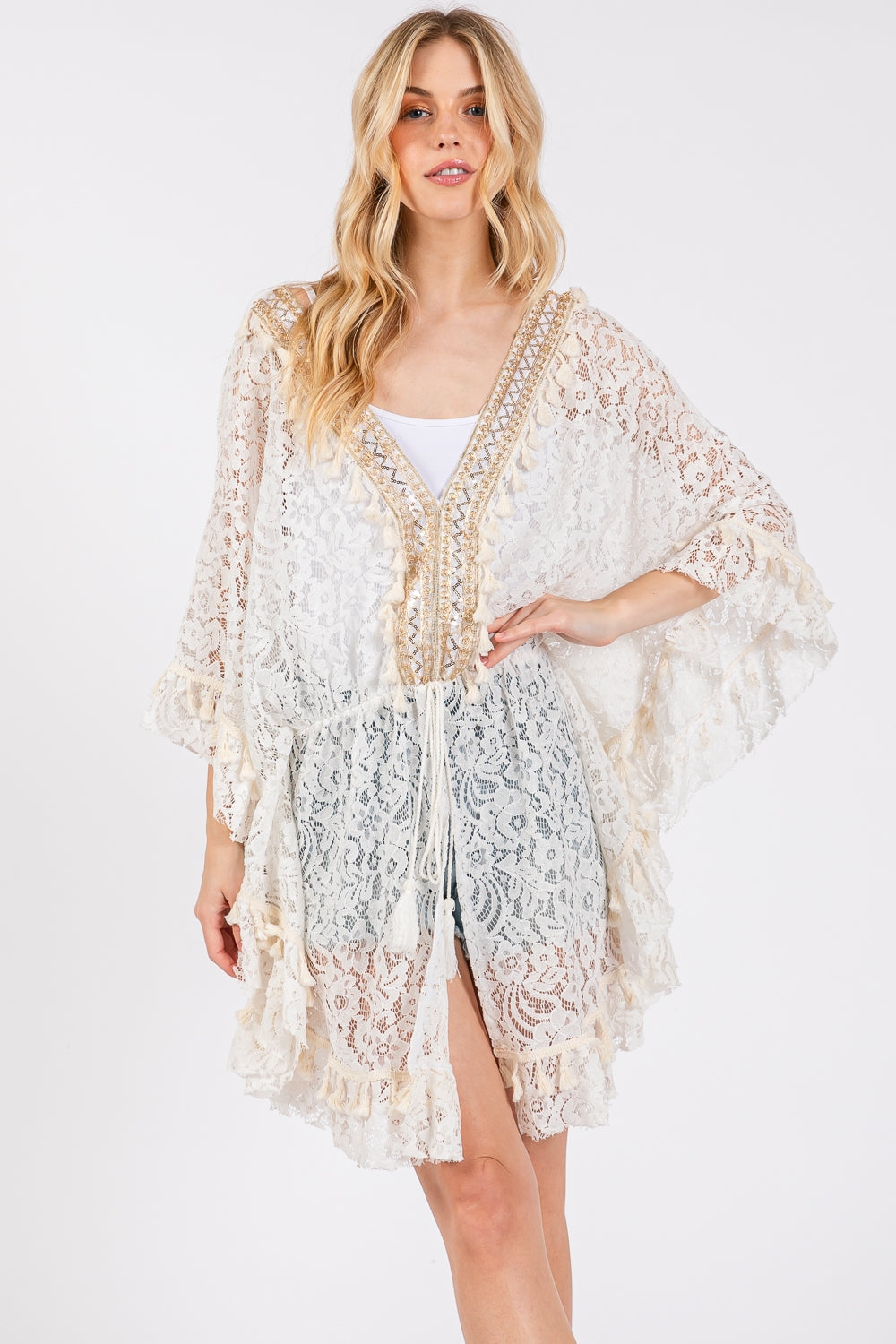 Flower Lace Tassel Deco Cover Up