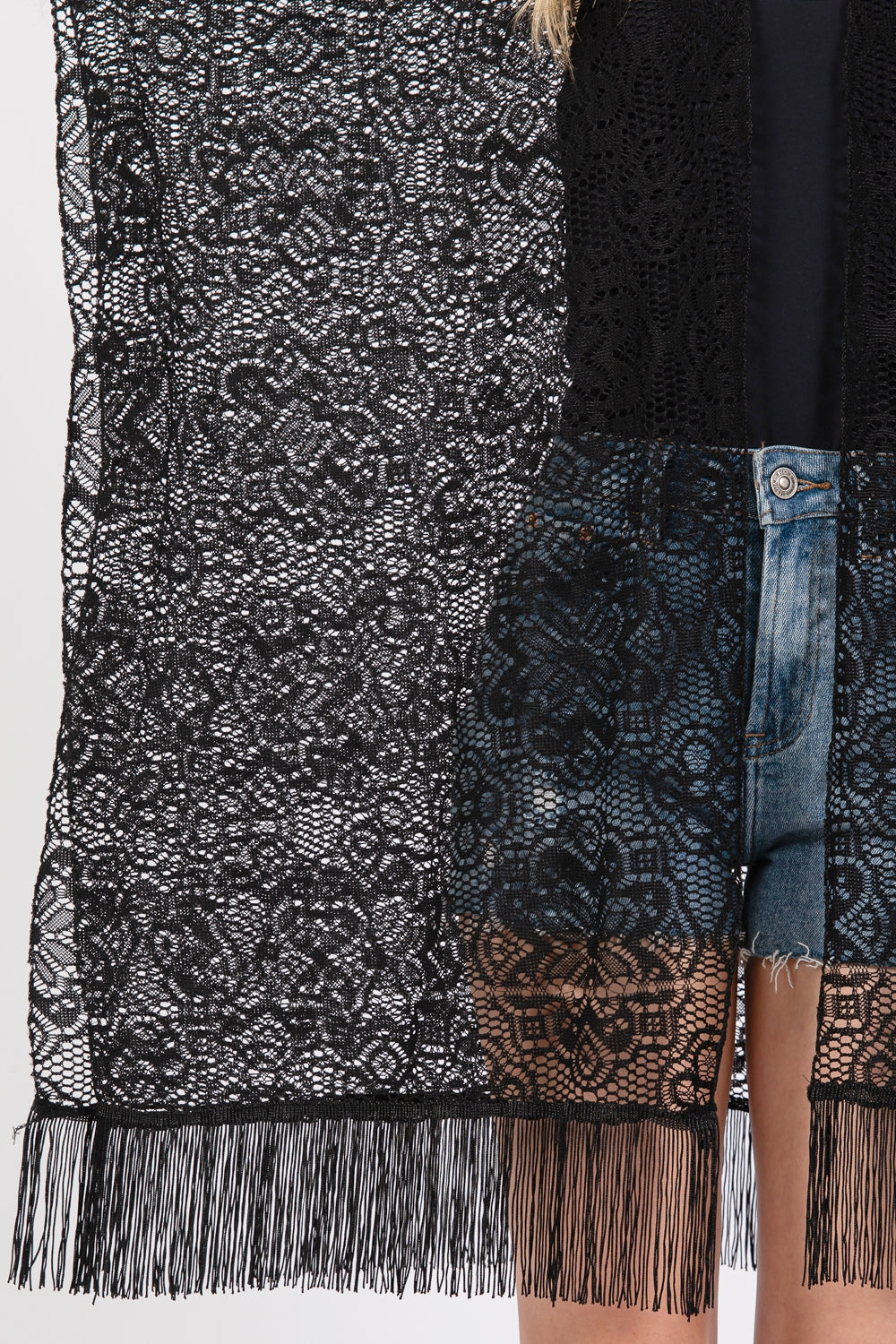 Flower Pattern Crochet Lace Tassel Cover Up