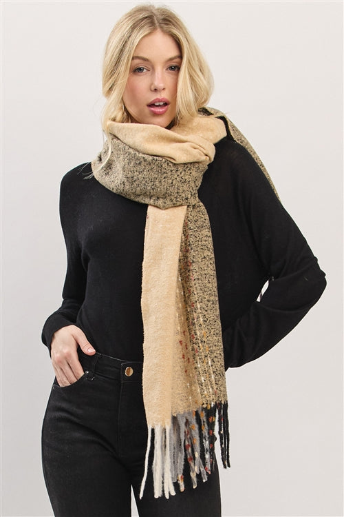 Subtle Stitch Details Fringe Scarf