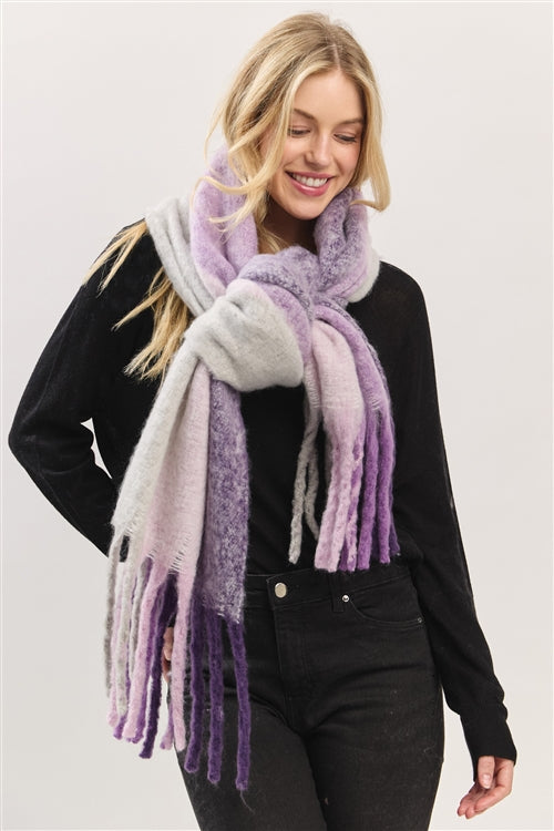 Solid Brushed Fringed Scarf