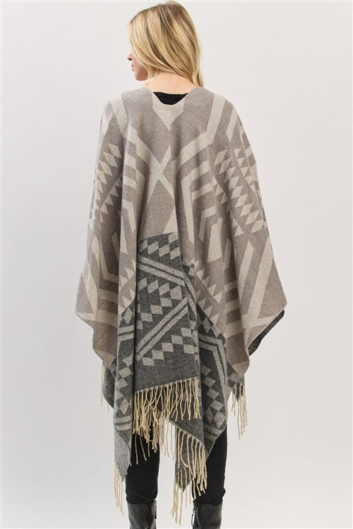 Aztec Pattern Fringe Ruana