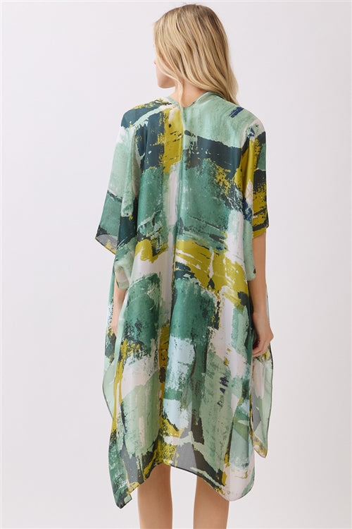 Abstract Modern Art Inspired Print Silky Feel kimono