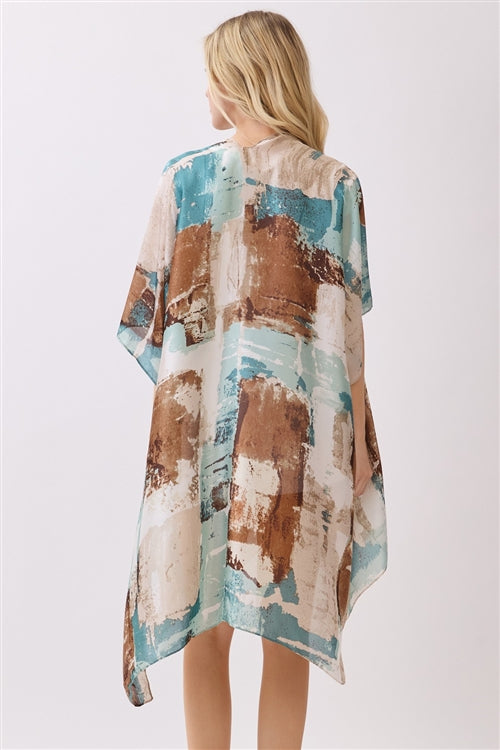 Abstract Modern Art Inspired Print Silky Feel kimono