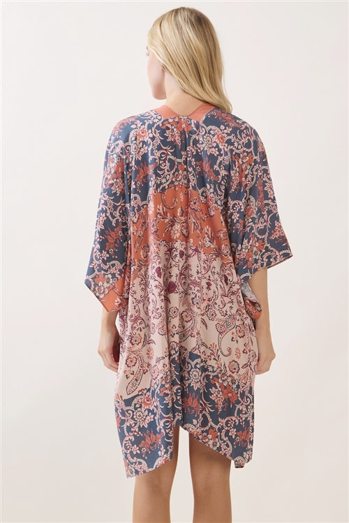 Bohemian Floral Paisley Print Kimono