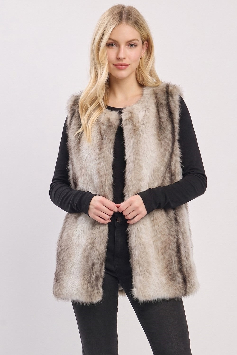 Urban Chic Faux Fur Vest With Hidden Fastening Loops