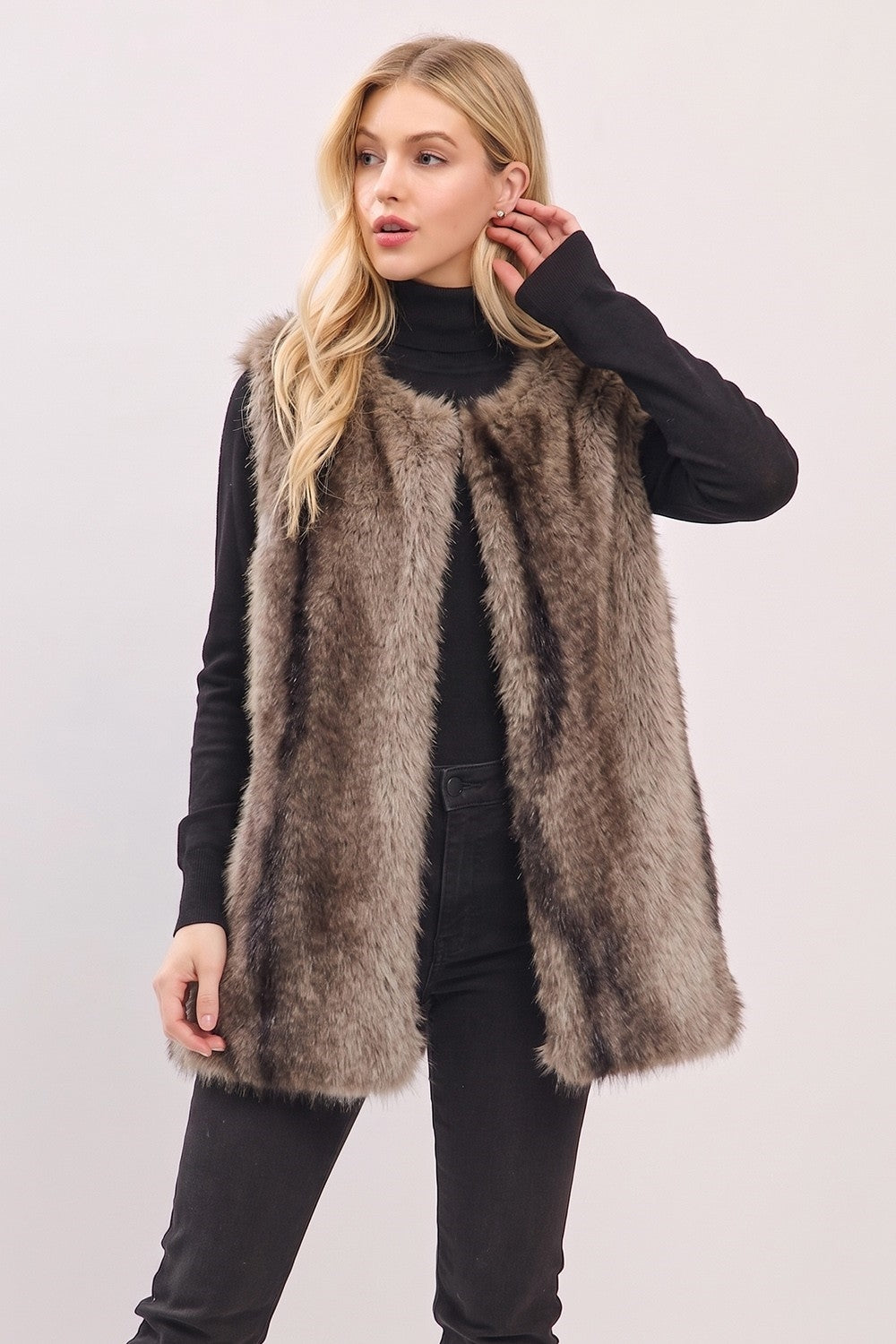Urban Chic Faux Fur Vest With Hidden Fastening Loops
