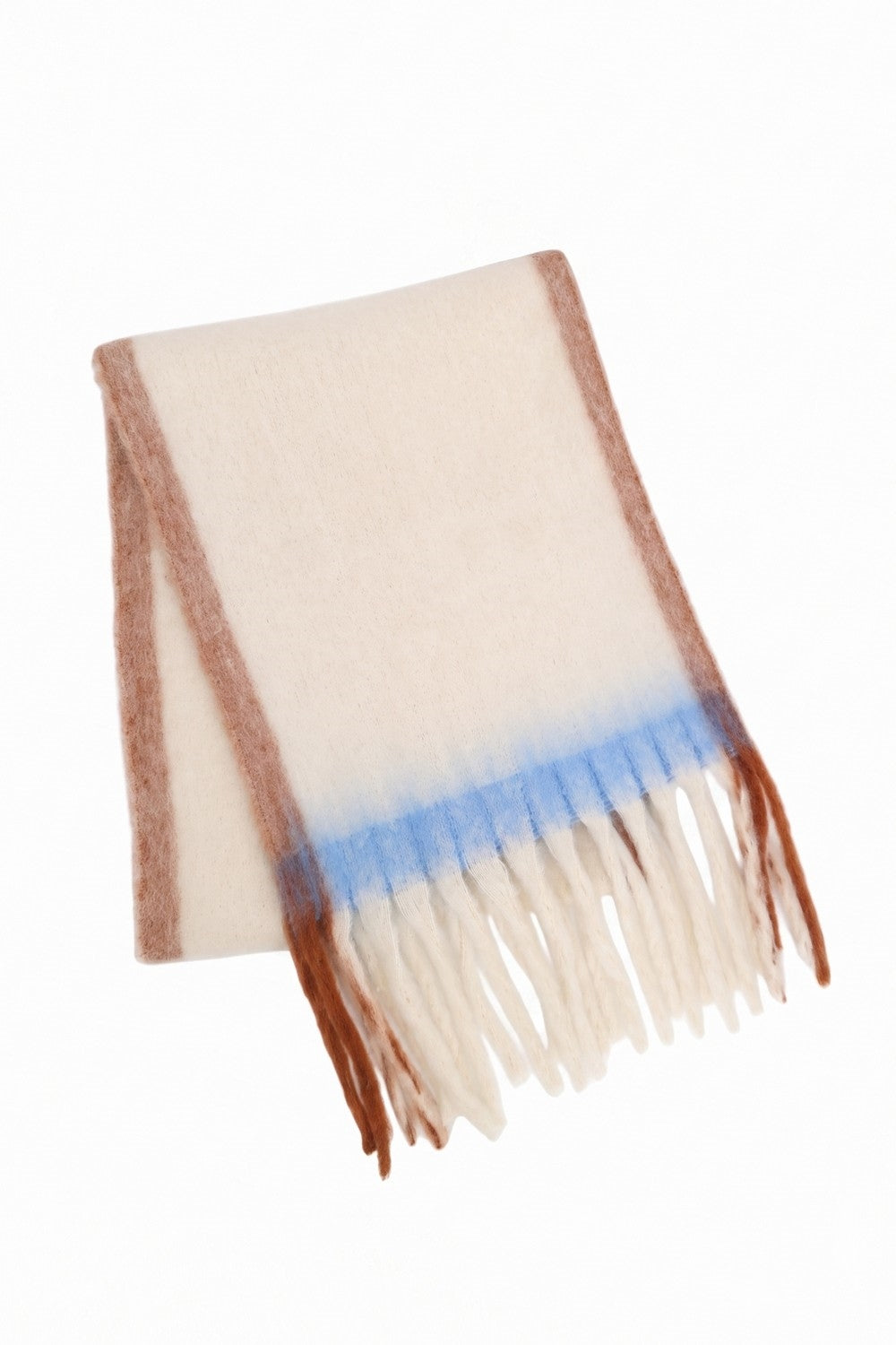 Color Block Brushed Fringe Scarf