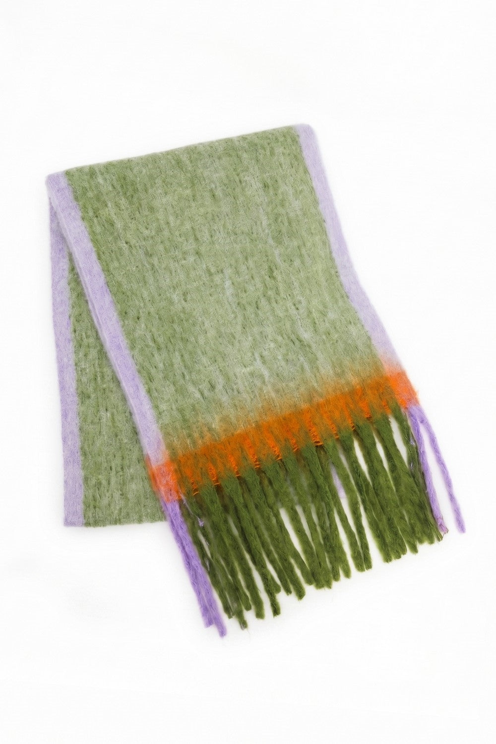 Color Block Brushed Fringe Scarf