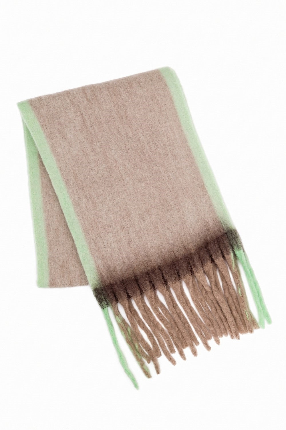 Color Block Brushed Fringe Scarf