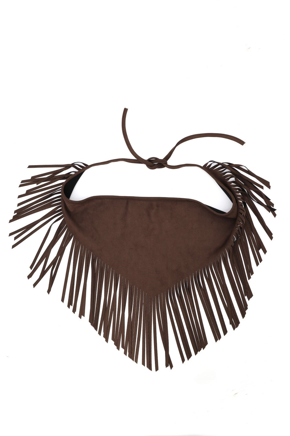 Suede Triangle Laset Cut Fringe Scarf