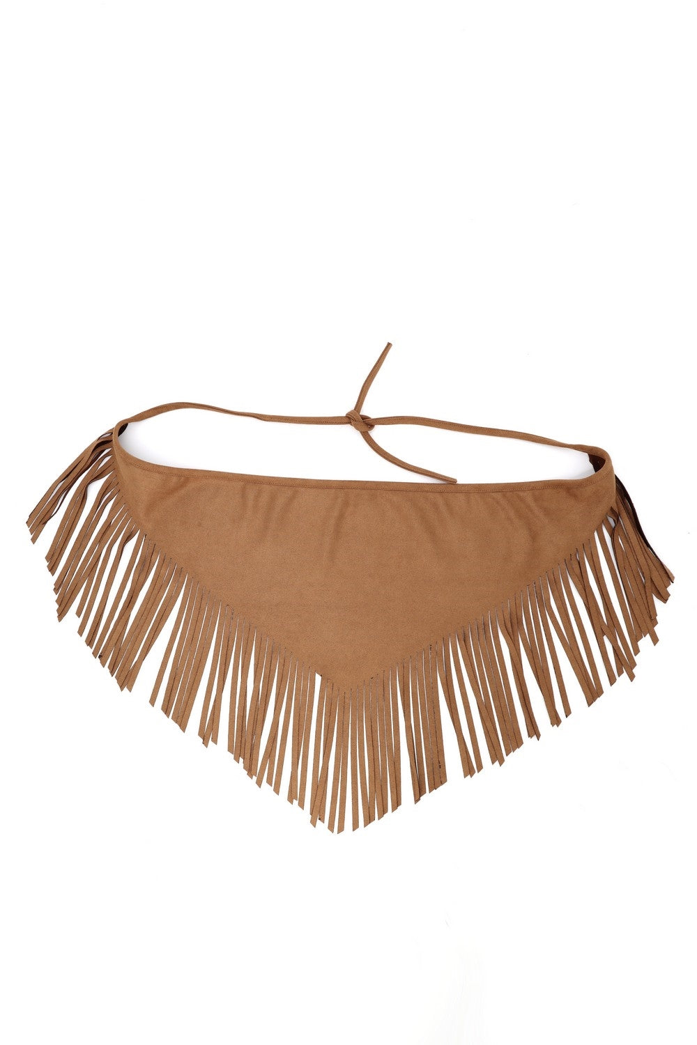 Suede Triangle Laset Cut Fringe Scarf