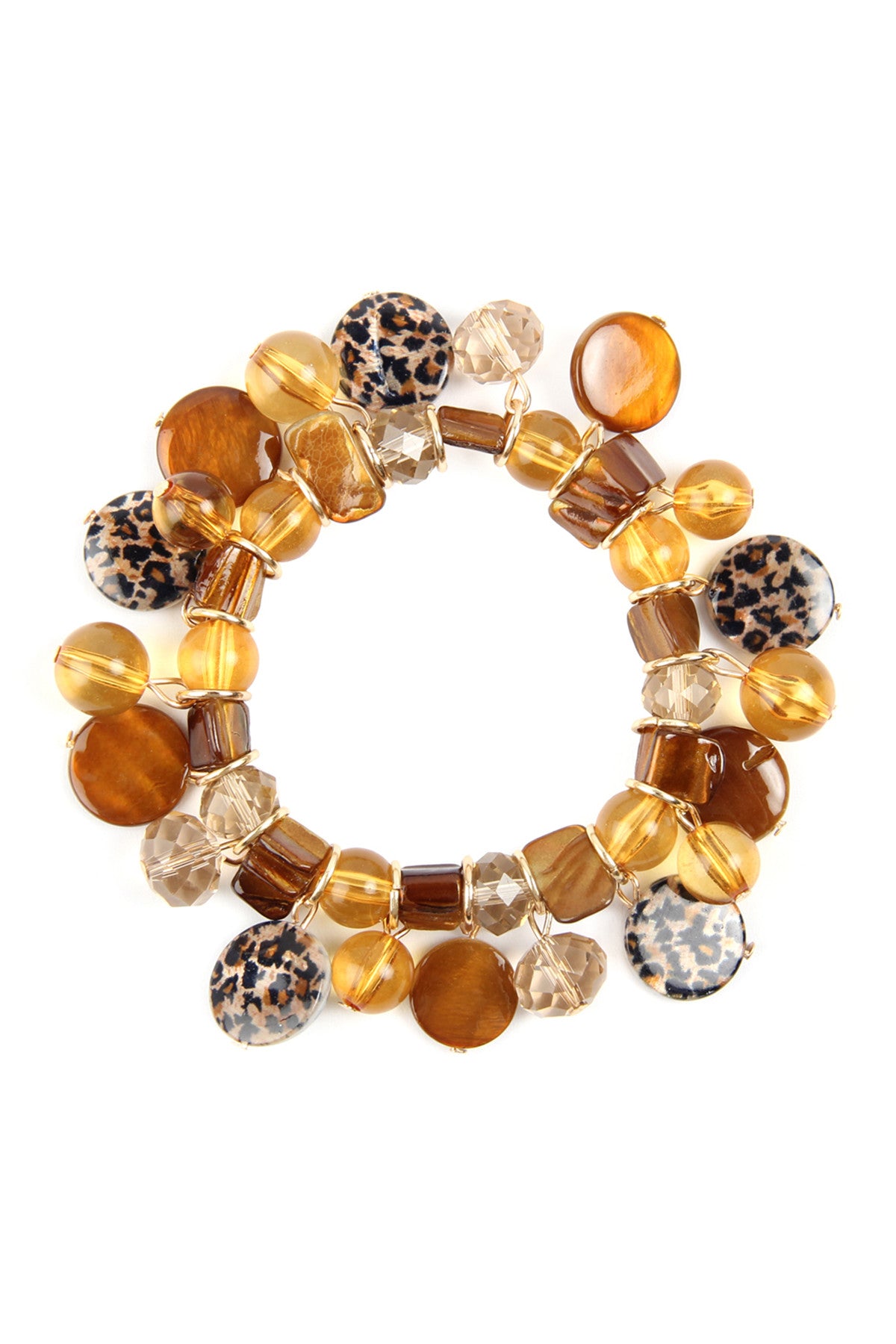 Leopard Mixed Beads Charm Bracelet
