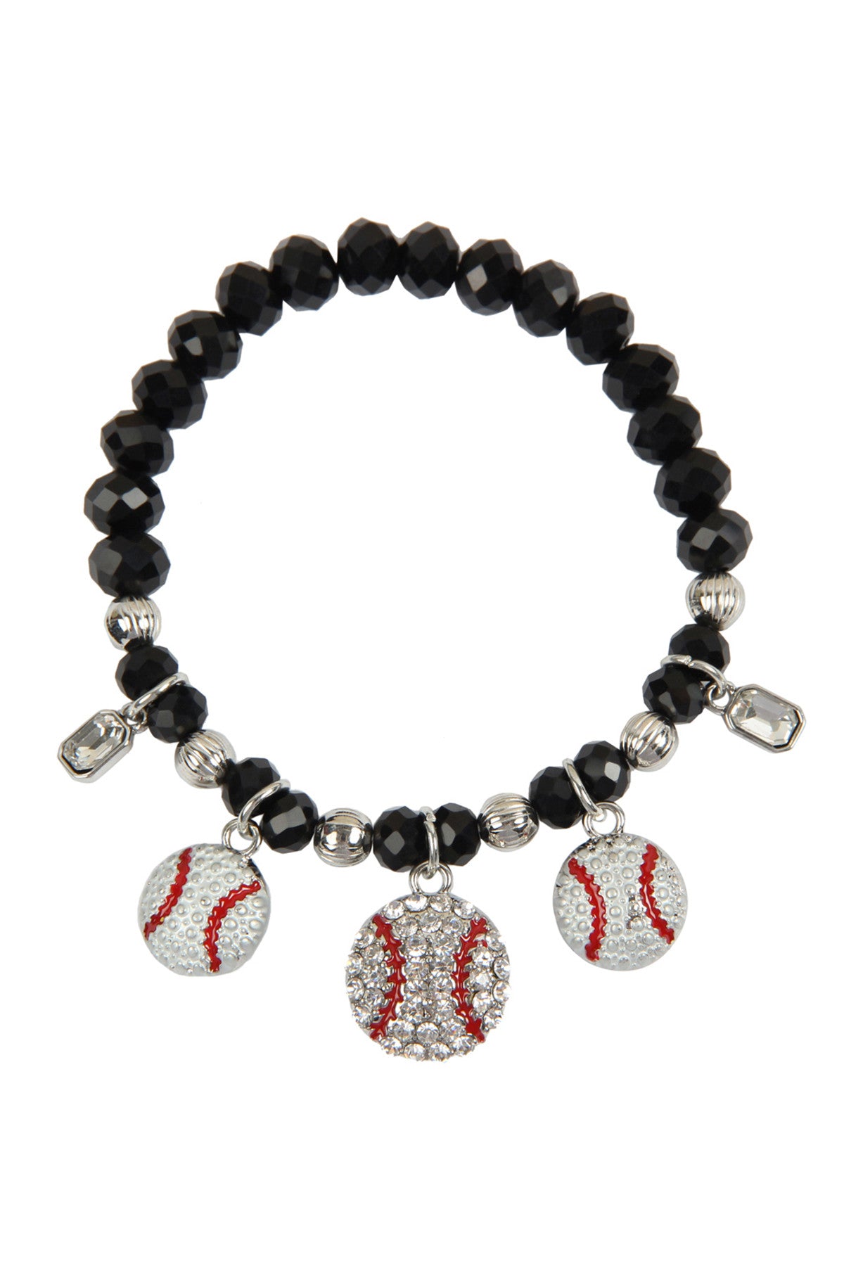 Baseball Rondelle Beads Charm Bracelet