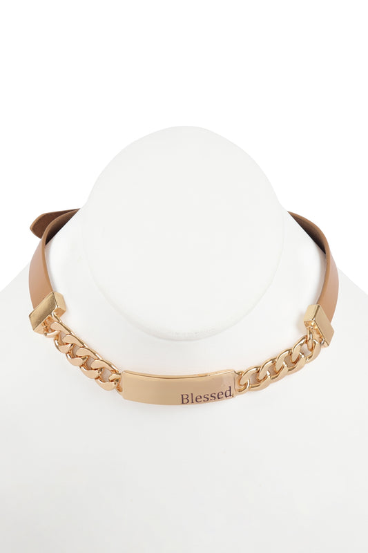 Blessed Charm Long Chain-Leather Bracelet
