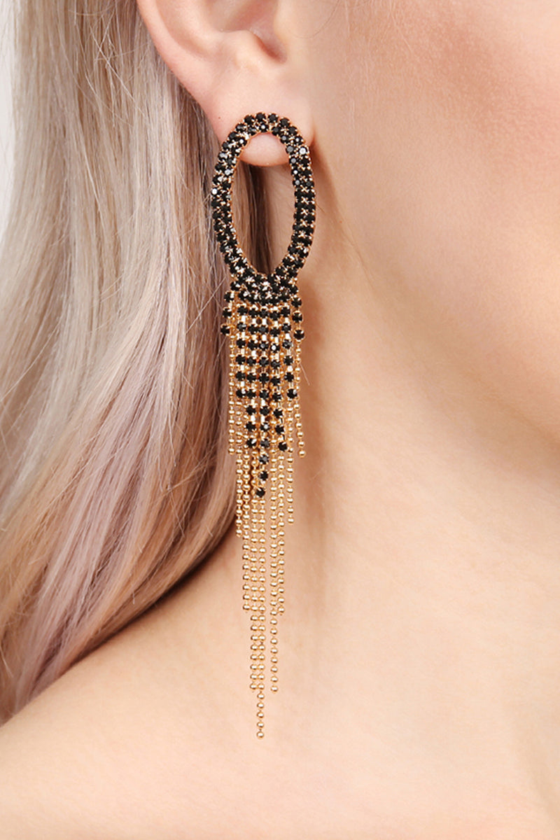 Oval Shape Tassel Earring / 6PAIRS