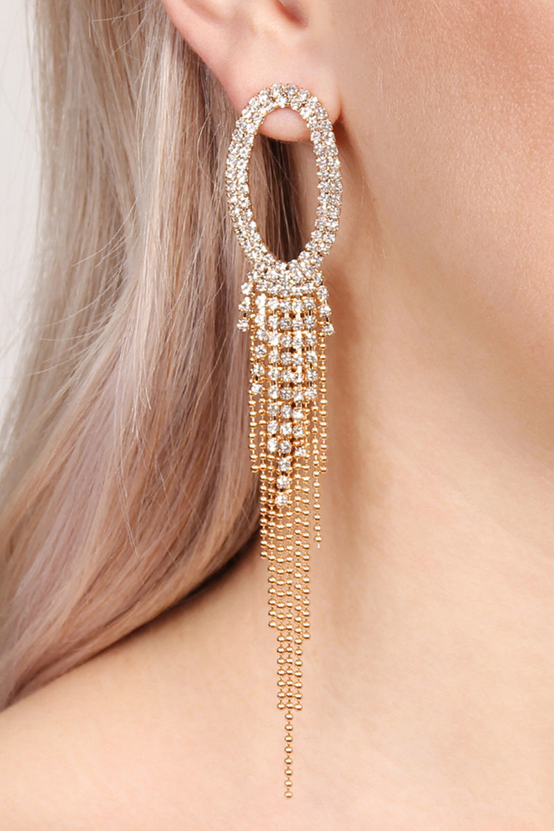 Oval Shape Tassel Earring / 6PAIRS