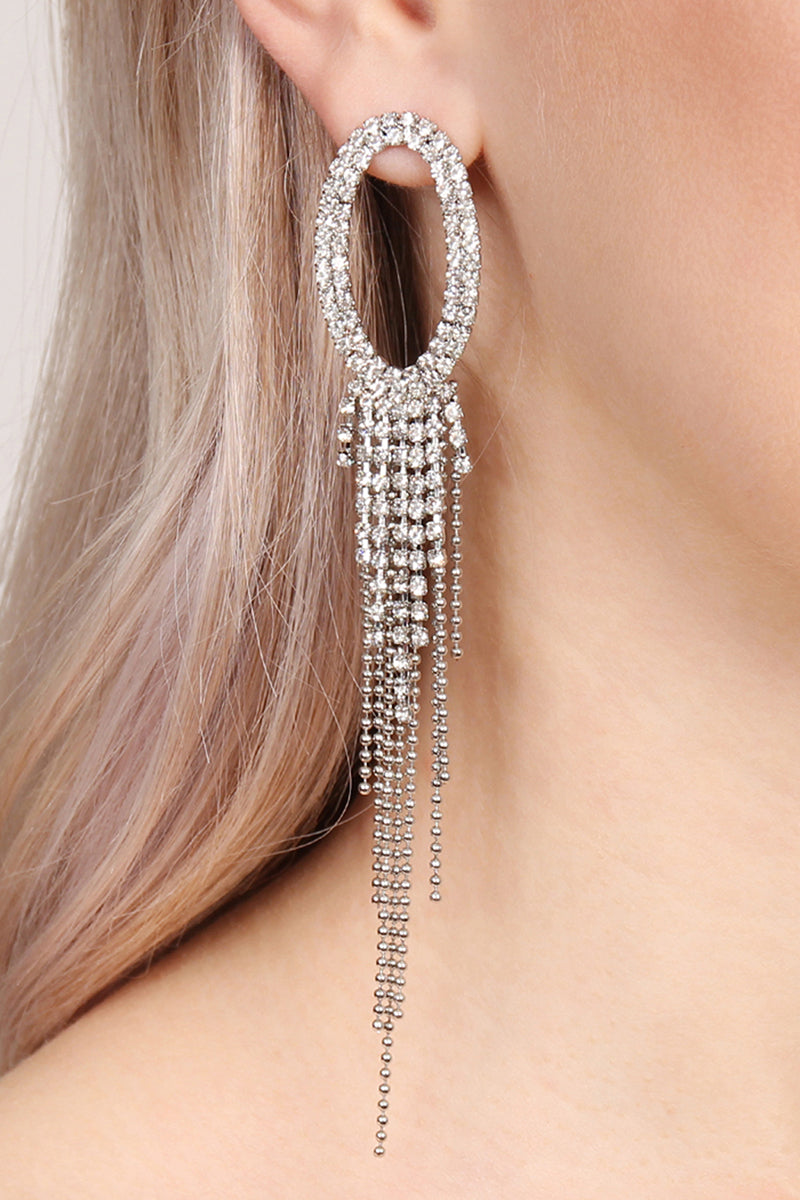 Oval Shape Tassel Earring / 6PAIRS