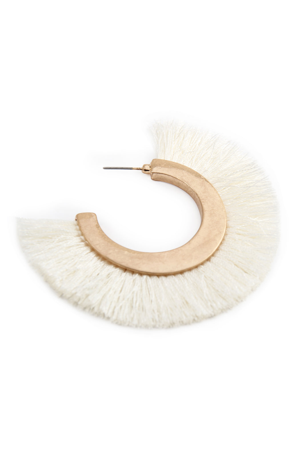 Tassel Hoop Metal Post Earrings /6Pairs