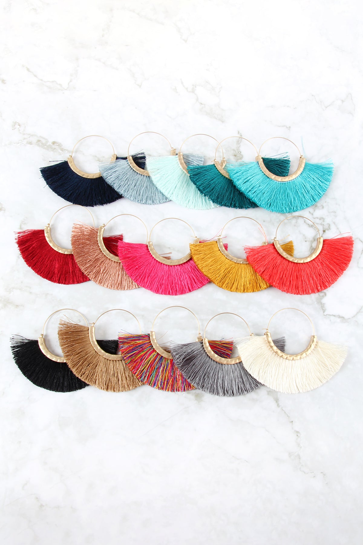 Fan Tassel Hoop Earrings