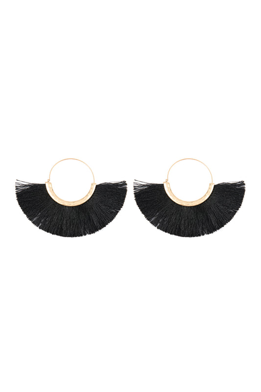 Fan Tassel Hoop Earrings