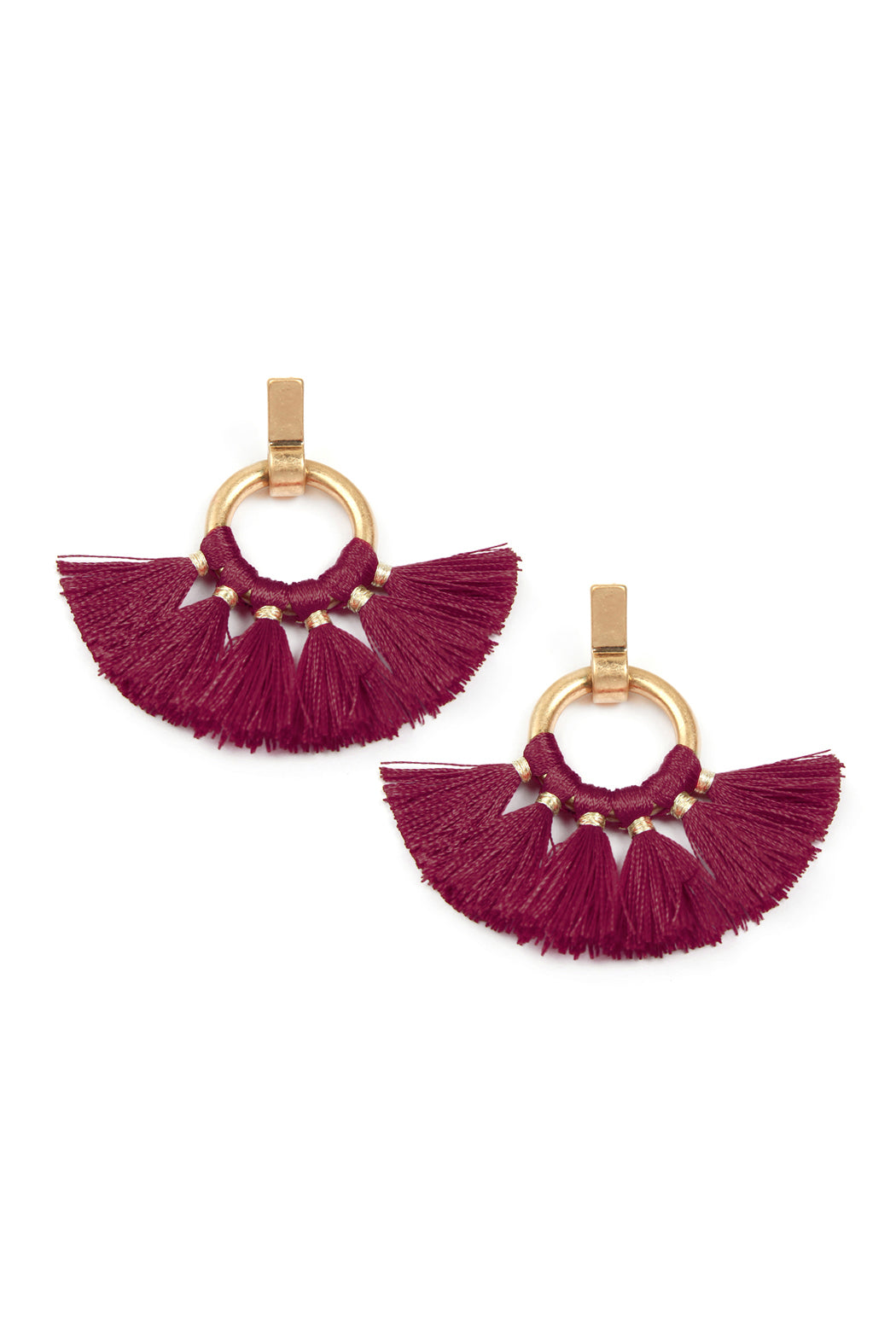 Fan Tassel Post Wrap Hoop Dangle Earrings /1PAIR