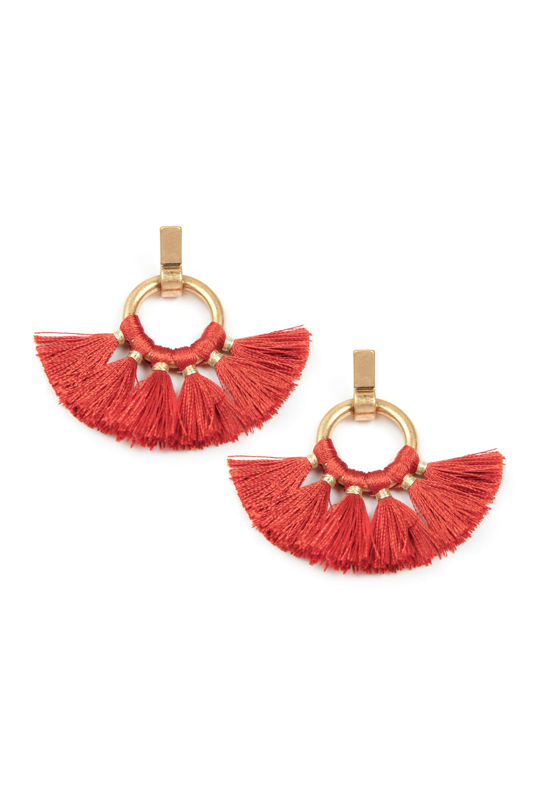 Fan Tassel Post Wrap Hoop Dangle Earrings /1PAIR