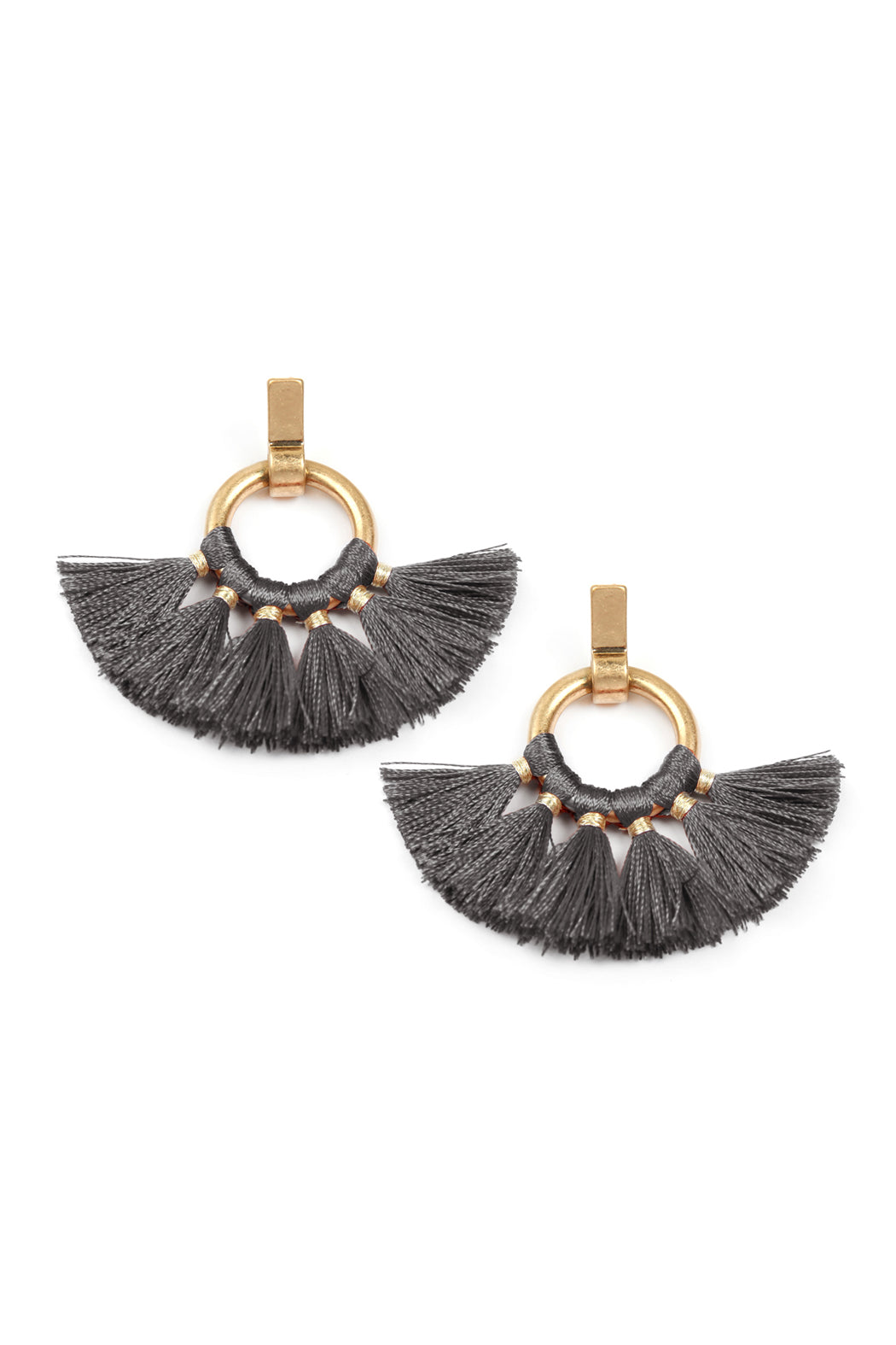 Fan Tassel Post Wrap Hoop Dangle Earrings /1PAIR