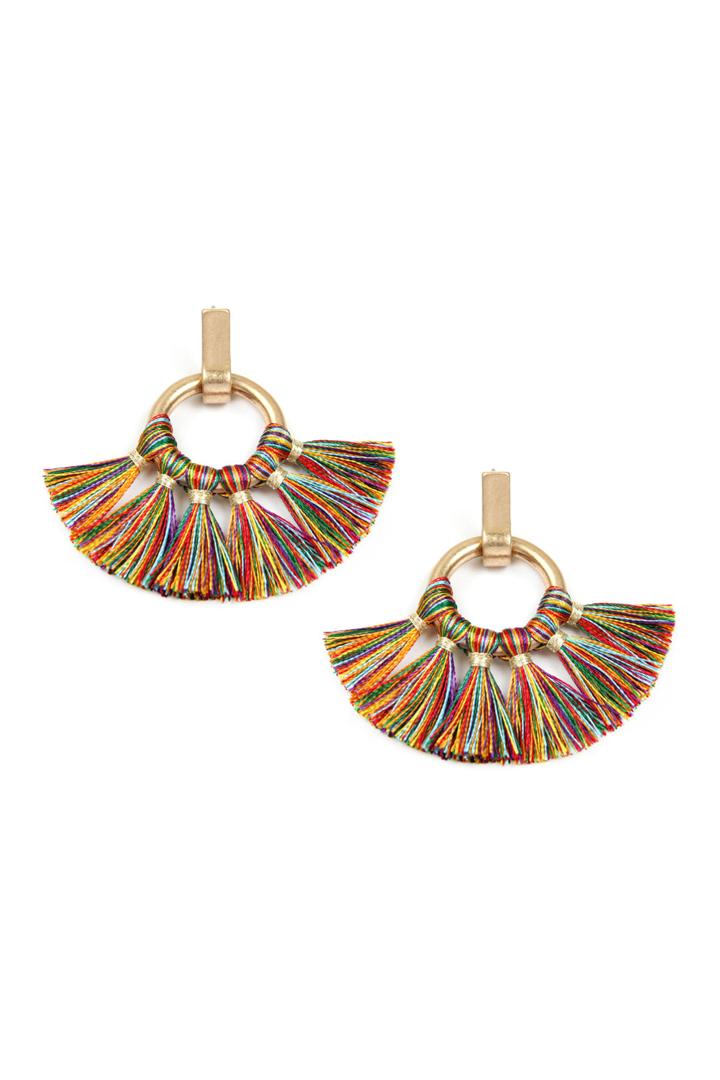 Fan Tassel Post Wrap Hoop Dangle Earrings /1PAIR