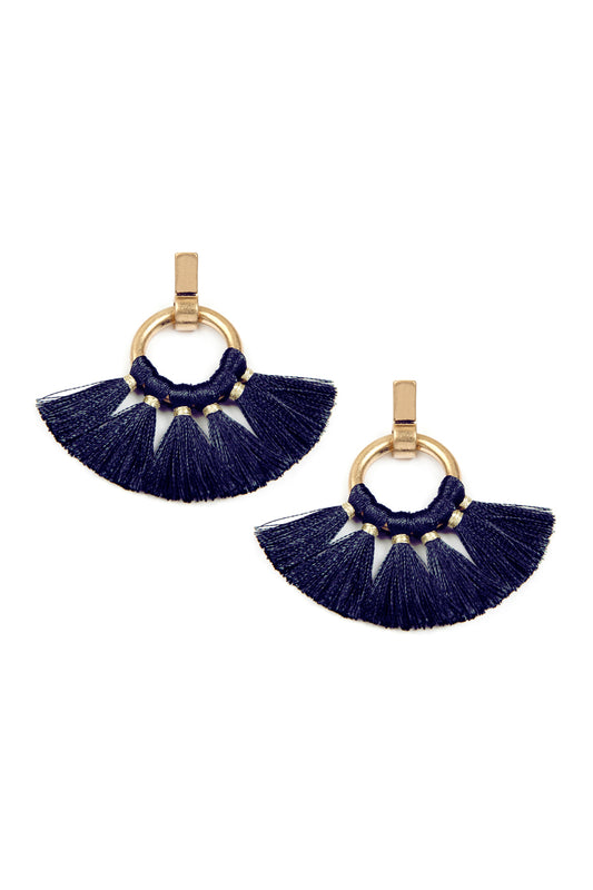 Fan Tassel Post Wrap Hoop Dangle Earrings /1PAIR