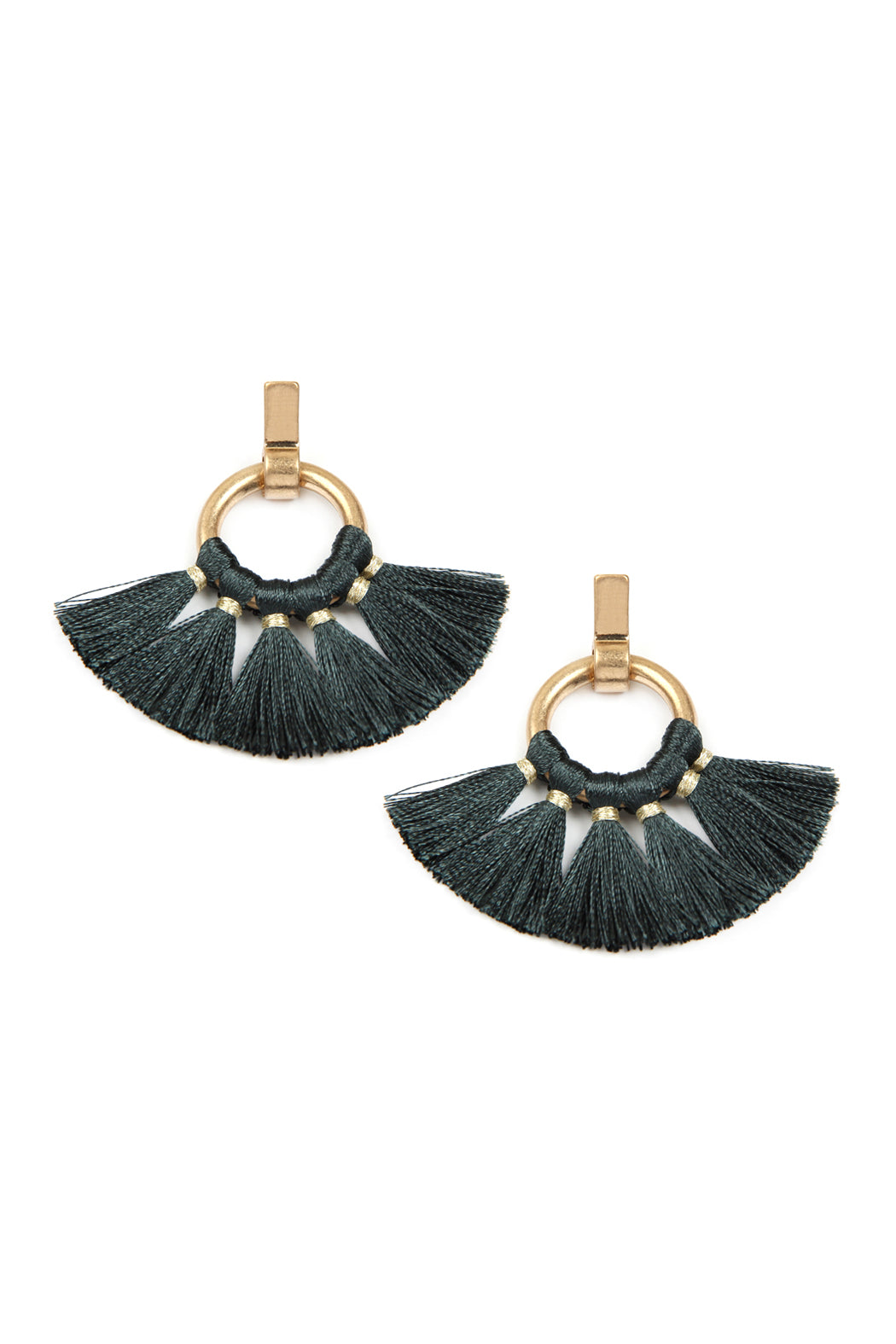 Fan Tassel Post Wrap Hoop Dangle Earrings /1PAIR