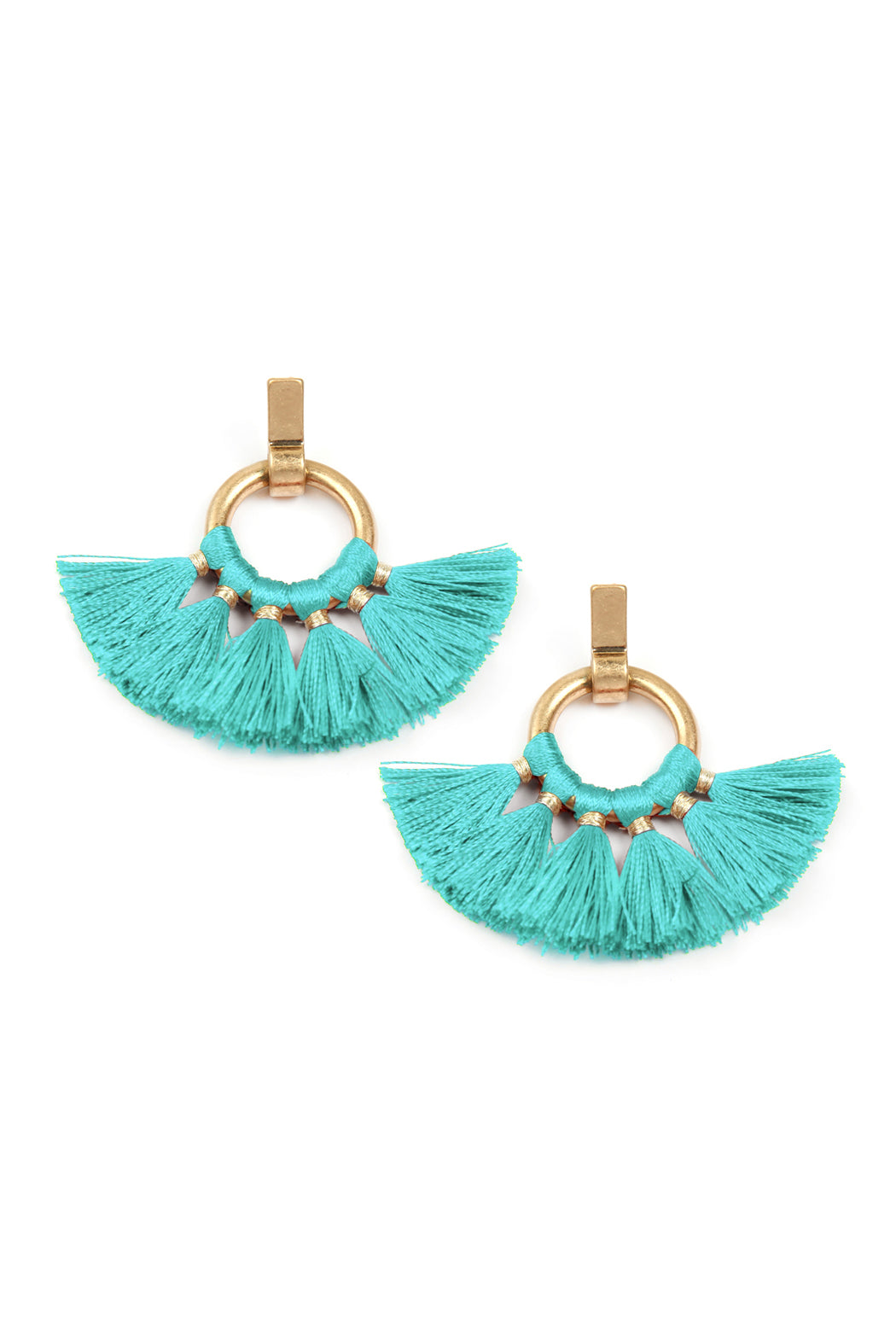 Fan Tassel Post Wrap Hoop Dangle Earrings /1PAIR