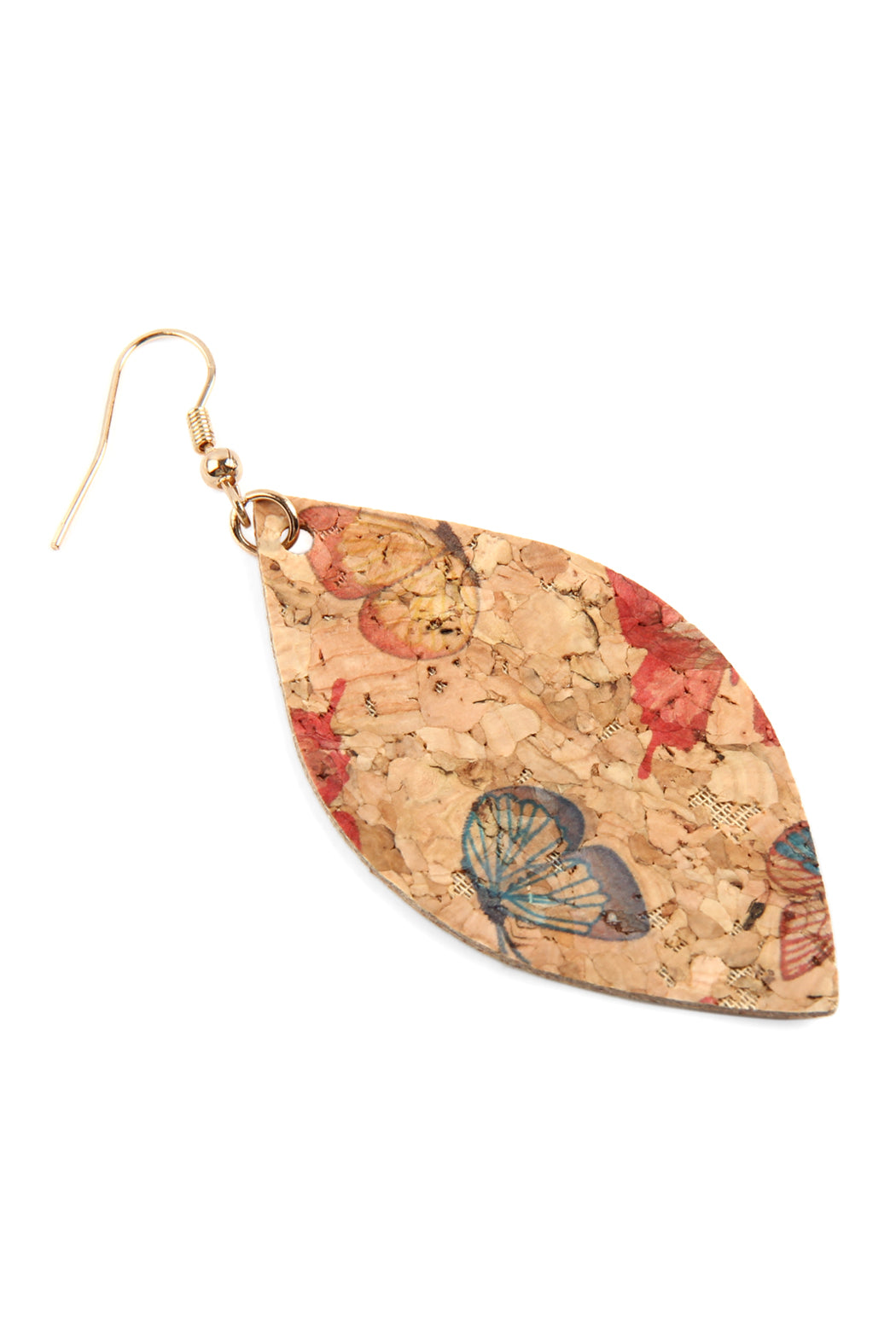 Butterfly Print Cork Marquise Earrings /6 Pairs