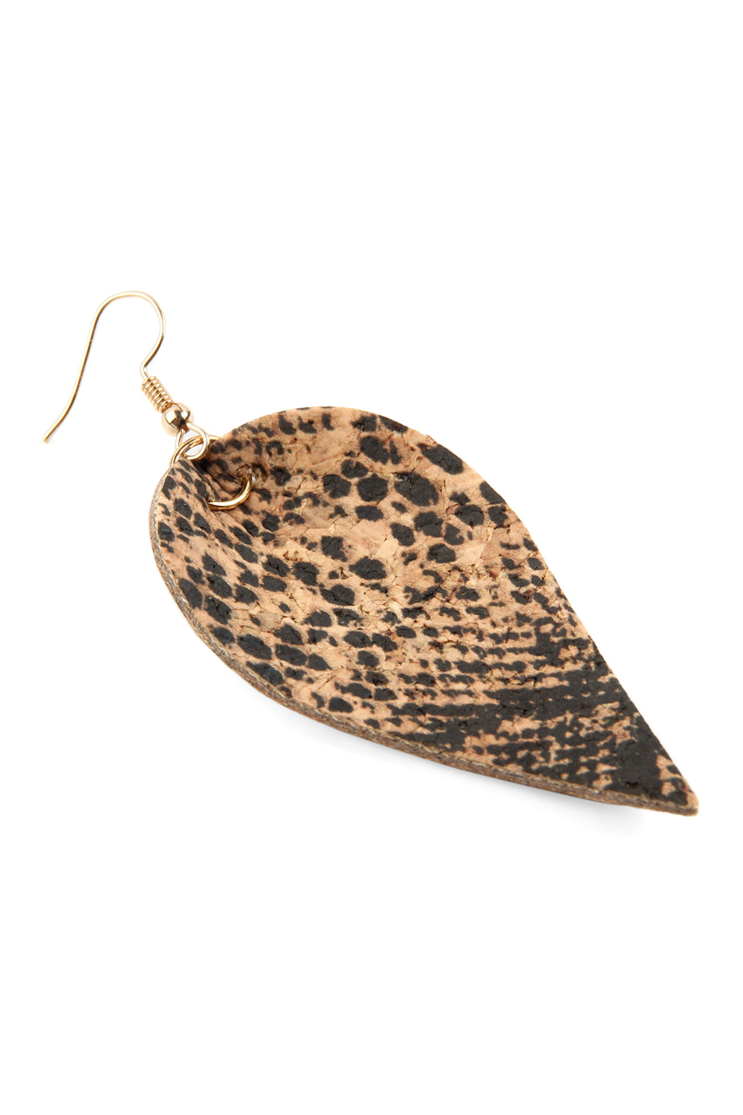 Snake Skin Leaf Shape Cork Earrings