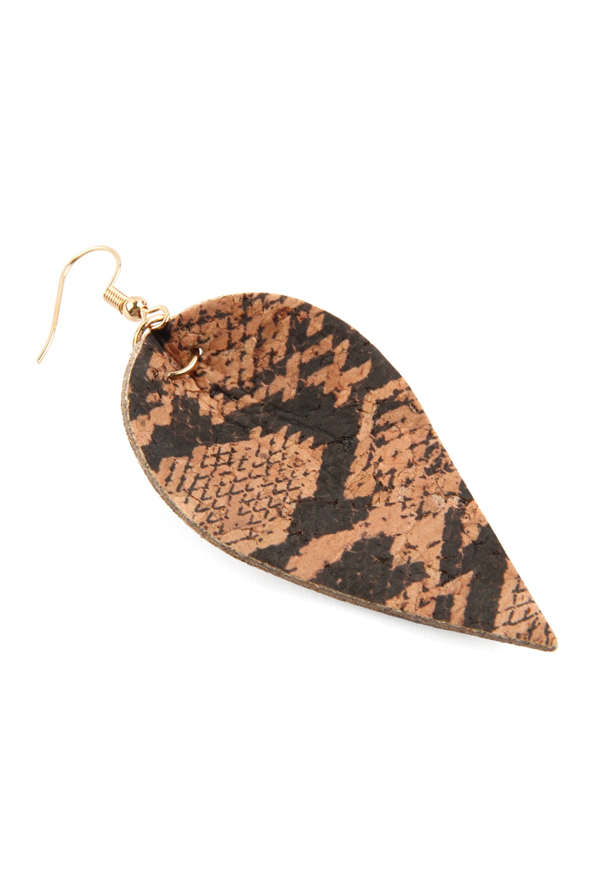Snake Skin Leaf Shape Cork Earrings