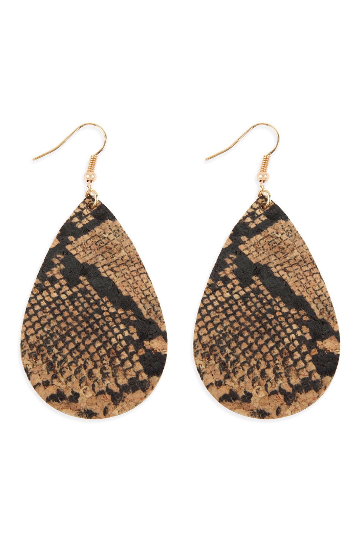 Snake Skin Teardrop Cork Earrings Style 3/6Pcs