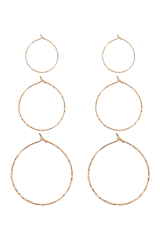 3 Pairs On A Card Hammered Hoop Earrings Set