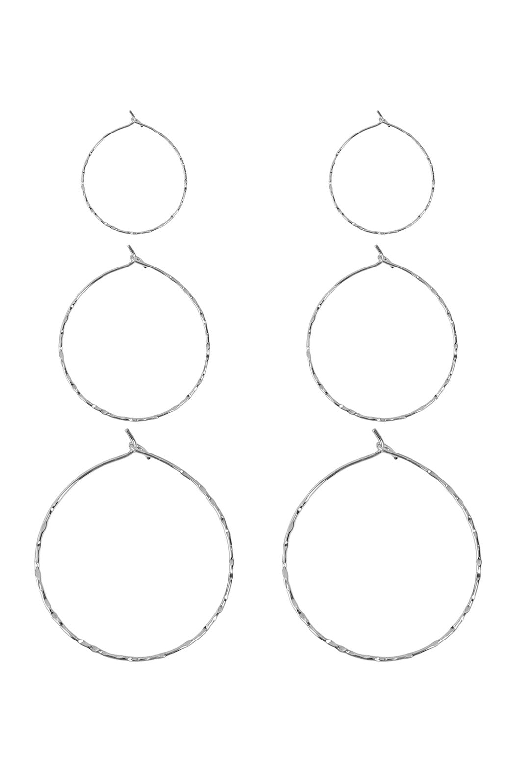 3 Pairs On A Card Hammered Hoop Earrings Set