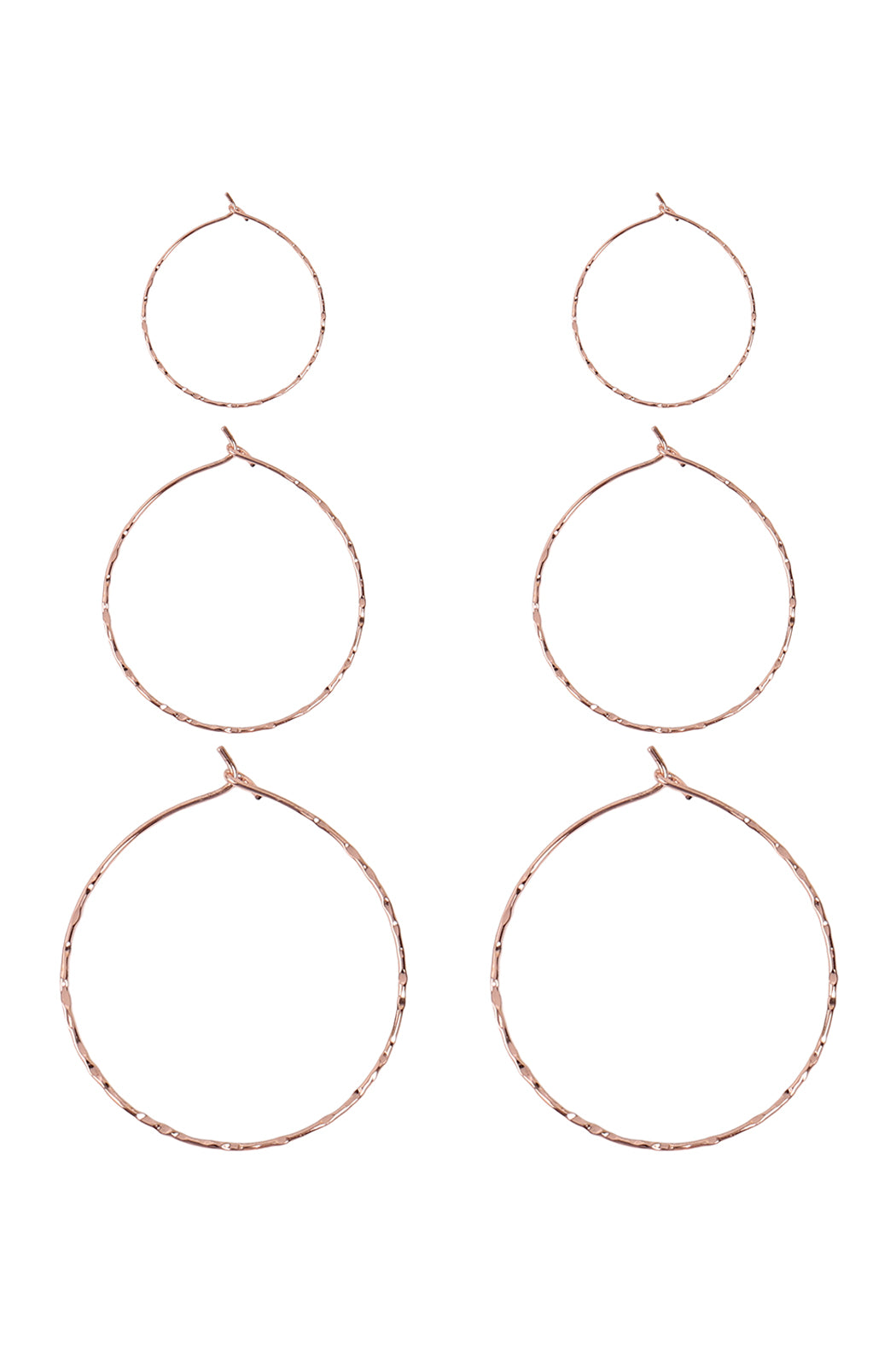 3 Pairs On A Card Hammered Hoop Earrings Set