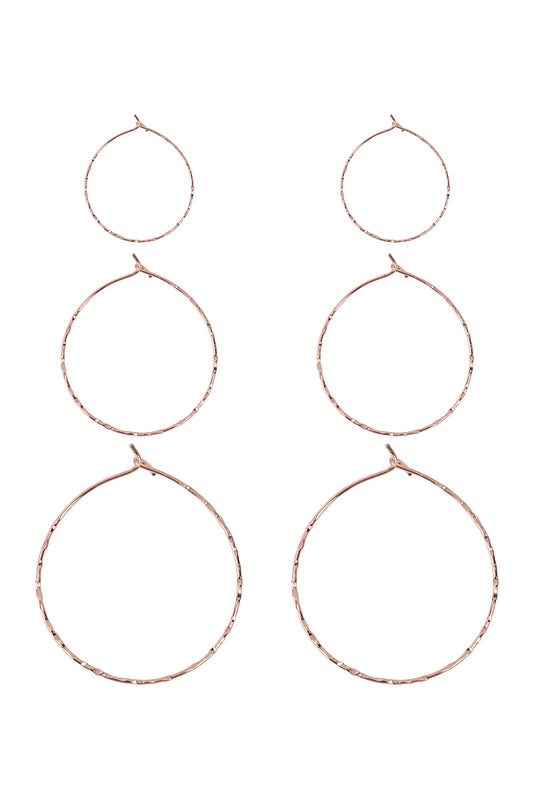 3 Pairs On A Card Hammered Hoop Earrings Set