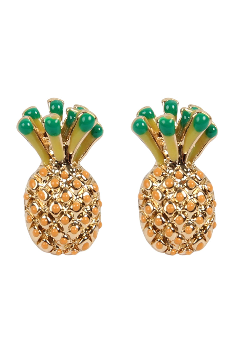 Pineapple Post Stud Earrings Yellow
