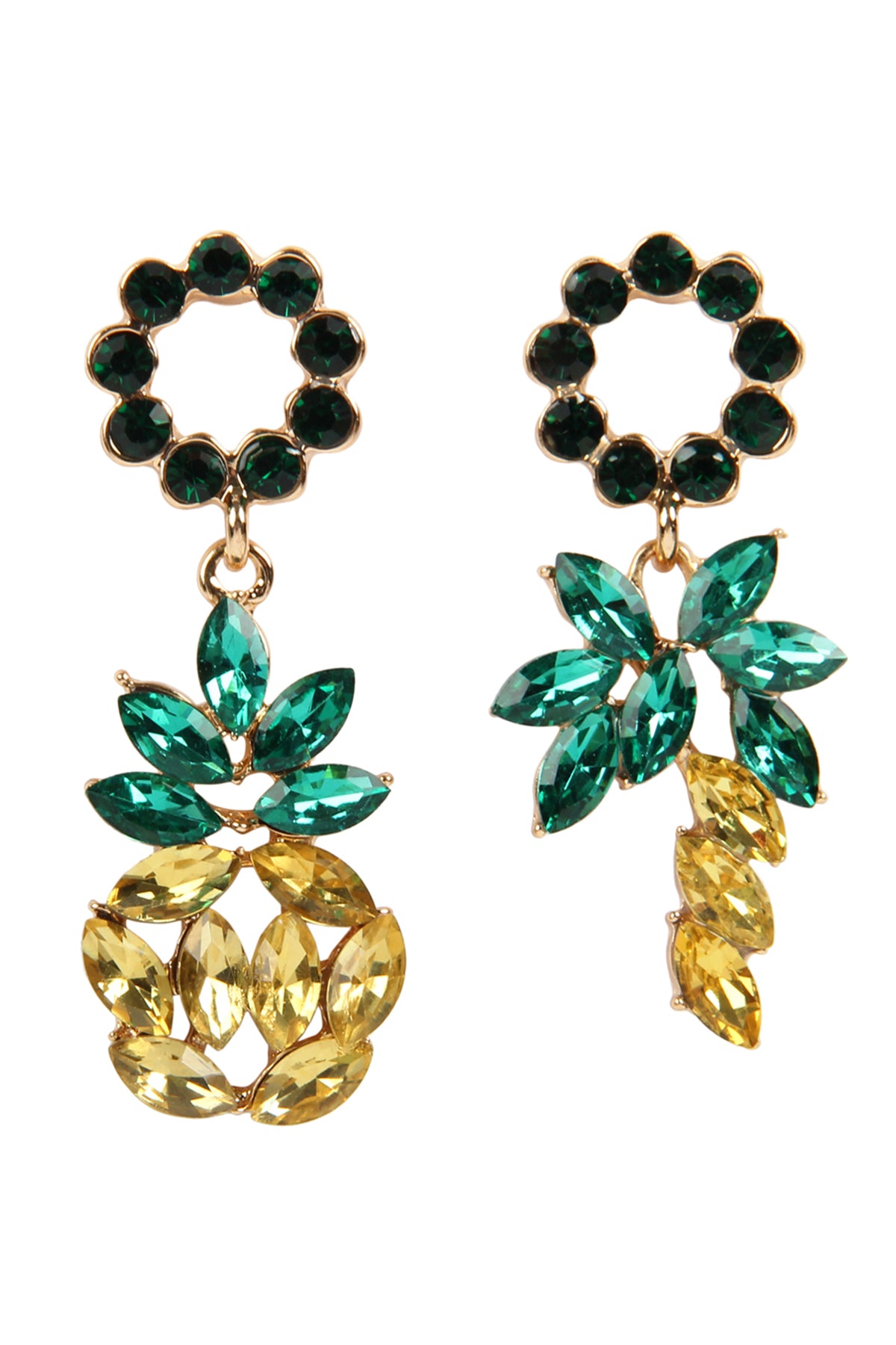 Pineapple Rhinestone Two Style Earrings Multicolor