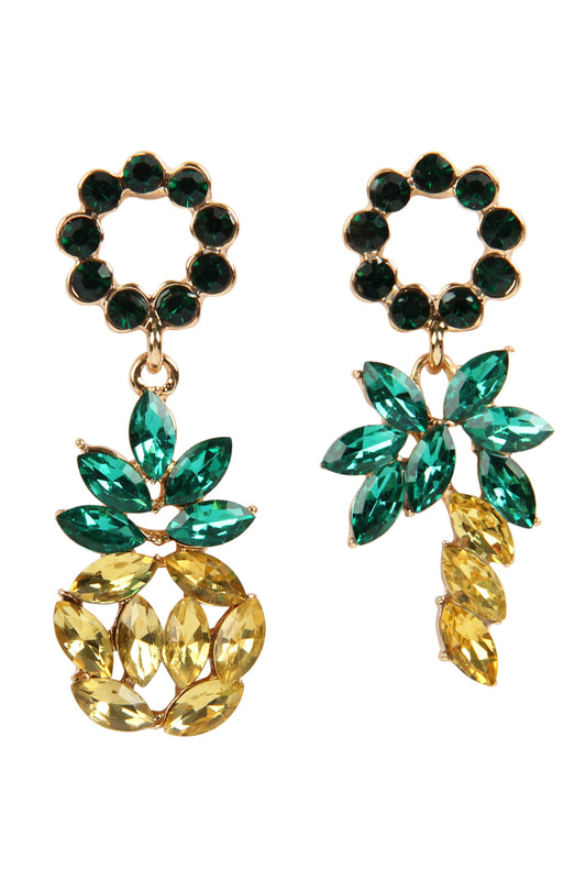 Pineapple Rhinestone Two Style Earrings Multicolor
