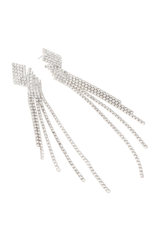 Rhinestone Layered Tassel Drop Earrings