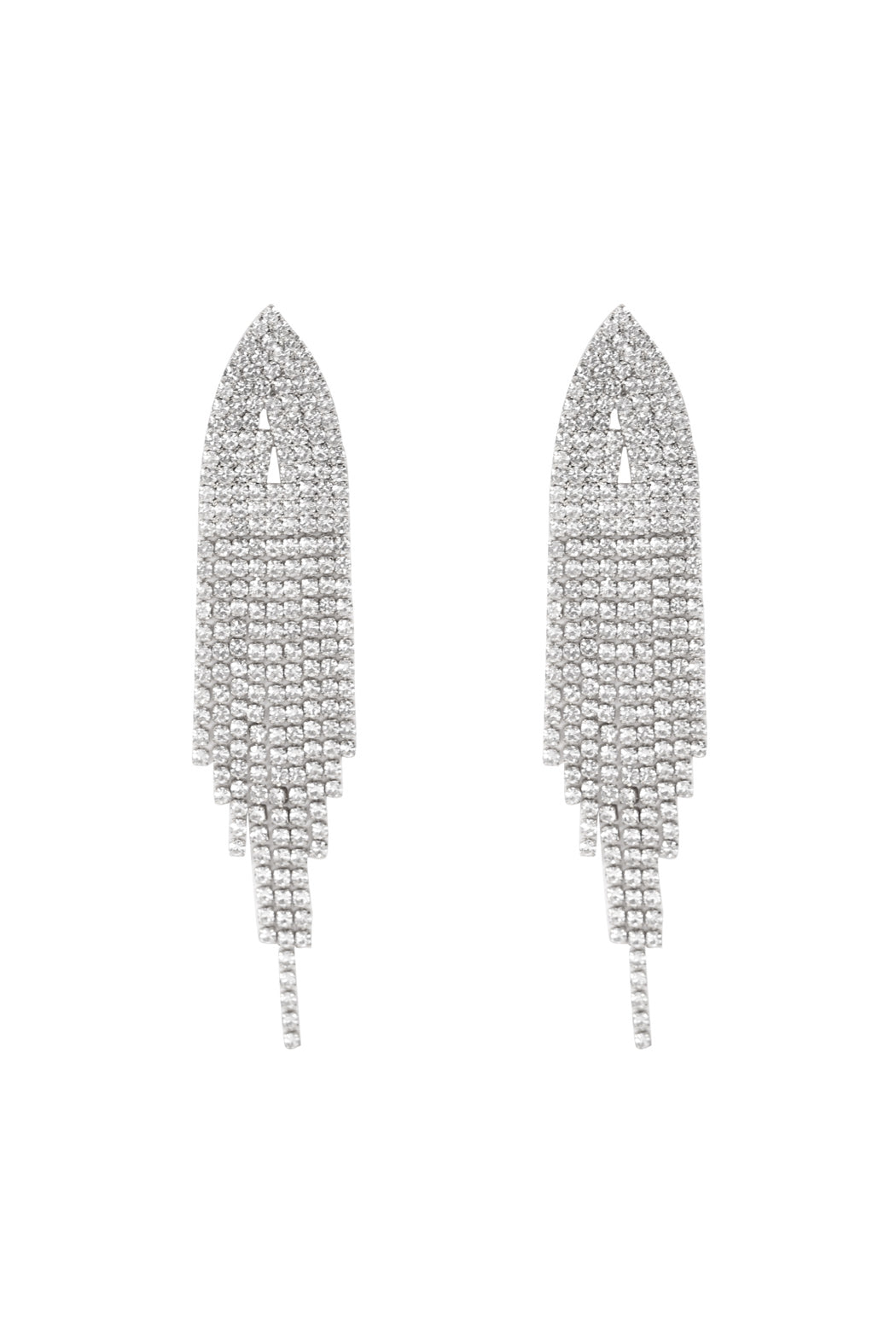 Bridal Rhinestone Long Tassel Earrings