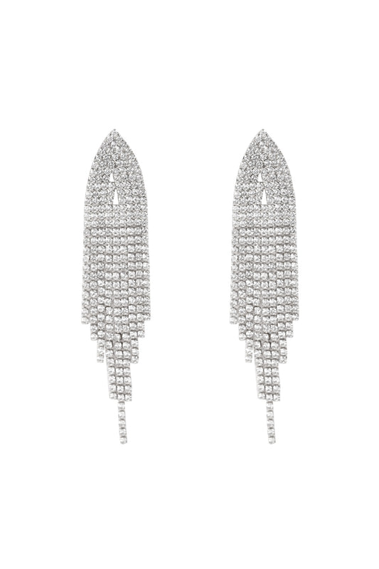 Bridal Rhinestone Long Tassel Earrings