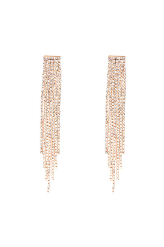Gold Cubic Zirconia Tassel Earrings
