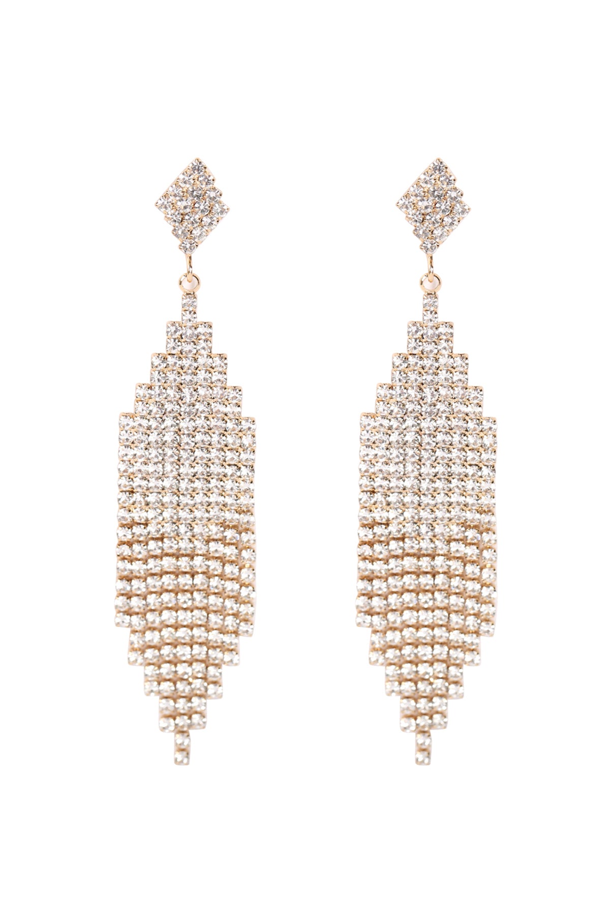 Gold Bridal Rhinestone Post Dangling Earring