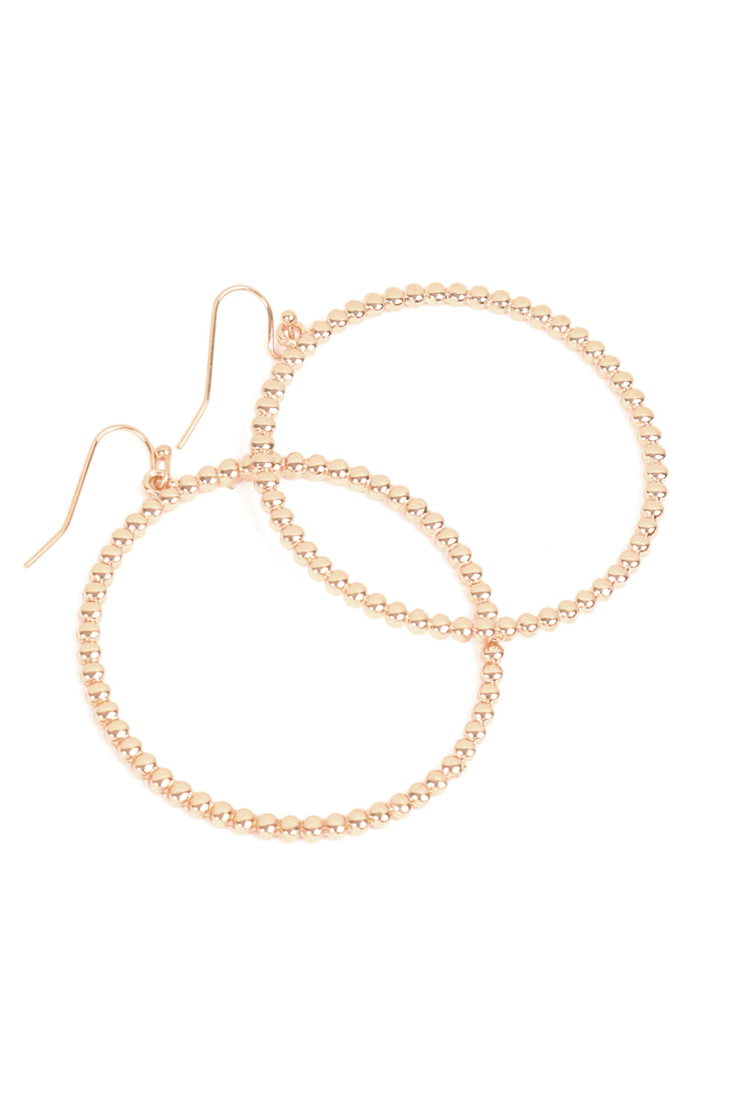 Round Textured Dangle Hook Earrings Gold /6Pcs
